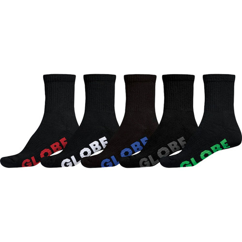 Globe Stealth 5 Pack Crew Socks Mens in Black