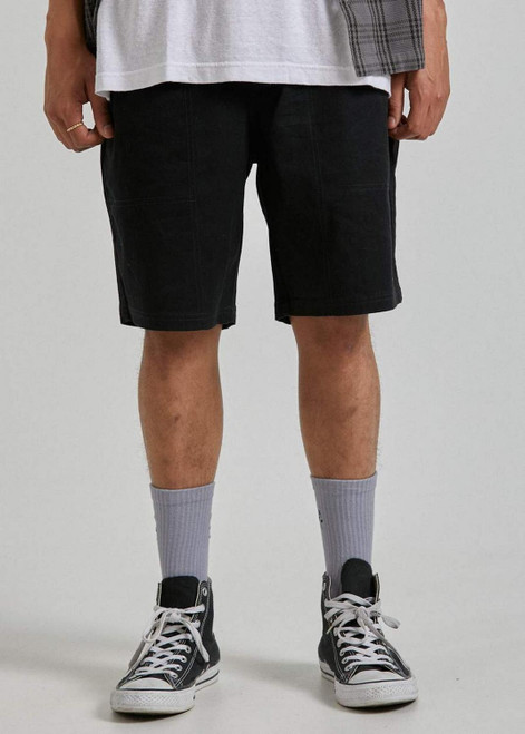 Afends Dendy 2.0 Hemp Elastic Walkshort Mens in Black