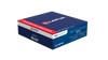 Product packaging for Lapua .243 Winchester brass cartridges, model number 4PH6009, in a box of 100. The box is primarily blue with white and red accents, featuring the Lapua logo prominently. The text on the box includes the caliber, product code, and quantity, designed for clarity and easy identification.