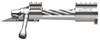 Defiance anTi X rifle action in polished stainless steel, featuring X-Deep anTi fluting on the barrel. This right-eject, long-action setup is engineered for magnum cartridges, equipped with an anTi knob/handle and a BDL system. It boasts an integral 20 MOA Picatinny rail, an integral lug, a recessed bolt nose, an M16 extractor, and an aluminum shroud, designed for high precision and reliability in shooting sports.