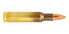 Close-up of a .222 Remington Lapua ammunition round, 55gr full metal jacket (FMJ), product code 4315021. The bullet showcases a copper tip and a brass casing, polished to a high sheen, reflecting its high-quality craftsmanship. Designed for precision, this round is ideal for target shooting and hunting, offering excellent penetration and accuracy.