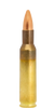 Single .222 Remington Lapua ammunition round, 55gr full metal jacket (FMJ), model number 4315021. The bullet features a copper-colored tip and a brass casing with a glossy finish, emphasizing its precision engineering. This ammunition is commonly used for target shooting and hunting, offering high accuracy and consistent performance.