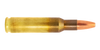 Close-up of a .222 Remington Lapua ammunition round, 55gr soft point, model number 4315030. This bullet features a copper soft point tip that allows for effective expansion upon hitting the target, paired with a brass casing that shines with a high polish. Such ammunition is ideal for hunting small to medium game, due to its accuracy and enhanced impact performance.