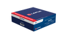 Box of 100 Lapua .284 Winchester brass casings, product code 4PH7284. The packaging is elegantly designed in blue with red and white accents, prominently featuring the Lapua logo. The box is clearly labeled with the caliber, product code, and quantity, designed for easy identification and selection by precision shooters and reloaders.