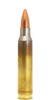 Single .223 Remington Lapua ammunition round, 55gr full metal jacket (FMJ), model number 4315042. The bullet features a sleek copper-colored tip and a brass casing, polished to a high sheen. Known for its accuracy and consistency, this ammunition is widely used in precision shooting and target practice.