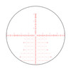 APR-2D MRAD reticle from Element Optics, as found in the Titan 5-25x56 FFP rifle scope. The reticle is shown in red against a white background, encapsulated within a circular outline representing the scope view. The design includes horizontal and vertical axis markings with detailed mil-radian (MRAD) sub-tensions for precise range estimation, holdover, and windage corrections, critical for long-range shooting. This type of reticle is favored by precision shooters and long-range hunters for its combination of simplicity and functionality, enabling accurate shot placement in various conditions. The graphic is perfect for illustrating the reticle's features to potential buyers looking for an optic that offers both precision aiming and a clear field of view.