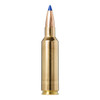 The uploaded image displays a single cartridge of the Norma .300 Winchester Short Magnum (WSM) ammunition loaded with a 180-grain Bondstrike bullet. The cartridge features a brass casing and a blue polymer tip, which is characteristic of high-performance hunting bullets designed for precision and deep penetration. The Bondstrike bullet is specifically engineered for long-range hunting, offering excellent accuracy and terminal performance, crucial for effectively taking down large game. The overall design and construction of the cartridge ensure reliable performance under various conditions.