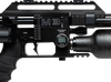 Close-up view of the FX Airguns 300 BAR Wika Gauge, 27mm size, mounted on an FX Airgun. The gauge is prominently displayed on the black airgun body, featuring a digital display showing the current air pressure. This precision instrument is essential for monitoring air pressure levels to ensure optimal performance and safety during shooting activities.