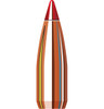 Hornady Bullets, 22 Caliber, .224 Diameter, 50 Grain V-Max, model number 22261, sold in quantities of 100. The image presents a detailed cross-section of the bullet, showcasing its advanced design for maximum terminal performance. The bullet features a polymer tip, which enhances aerodynamics for flat trajectories and promotes rapid expansion upon impact. The illustration highlights the bullet's layered structure in vibrant colors, emphasizing its precision engineering designed for hunting and varmint control.