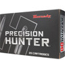 A box of Hornady Precision Hunter 6.5 Creedmoor ammunition with 143 grain ELD-X bullets, packaged in a quantity of 20 cartridges. The box is black with gray and red accents, featuring a sleek and modern design that highlights the Hornady brand. The 'Precision Hunter' text is prominent, indicating the specific use and target audience for this high-performance ammunition. The box also showcases images of the cartridge, emphasizing its precision and effectiveness for hunting applications.