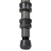 A segment of the FatBoy Traverse Tripod leg, illustrating the carbon fiber texture and the three-section twist locks. The leg is capped with a durable rubber foot. This image emphasizes the quality and detail of the materials, including the patterned grip on the twist locks that ensures secure leg adjustments, presented against a white backdrop.