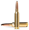 Two 6.5 Creedmoor Norma WHITETAIL bullets with 140 grain PSP (Pointed Soft Point) weight, displayed side by side. These bullets feature polished brass casings and copper tips, designed for deep penetration and controlled expansion, ideal for hunting deer. The image highlights the precise engineering and aerodynamic design of the bullets, ensuring accuracy and effectiveness in the field.