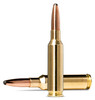 Two 308 Winchester Norma WHITETAIL bullets with 150 grain PSP (Pointed Soft Point) weight, displayed side by side. These bullets feature polished brass casings and copper tips, designed for optimal performance in deer hunting with deep penetration and controlled expansion. The image highlights the precise engineering and sleek design of the bullets, ensuring accuracy and effectiveness for hunters.