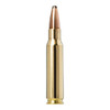 image shows a single cartridge of Norma Whitetail ammunition, specifically the .308 Winchester caliber with a 150-grain Pointed Soft Point (PSP) bullet. This type of ammunition is widely used for hunting, particularly for deer and similar sized game. The PSP bullet design combines a sharp tip for better ballistic performance and a soft point for controlled expansion upon impact, which enhances its effectiveness for a clean, ethical kill. The .308 Winchester cartridge is known for its accuracy and effectiveness at various ranges, making it a popular choice among hunters.