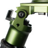 Close-up view of the FatBoy Elevate Tripod leg joint, highlighting the olive green anodized finish, precision-engineered locking mechanisms, and robust construction for secure and flexible leg positioning.