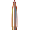 Illustration of a Hornady 6.5mm .264 140 grain ELD Match bullet, product number 26331, designed for a 1-8" twist rate. This high-performance bullet features a copper body with aerodynamic colored bands and a red polymer tip, engineered for exceptional stability and accuracy. Ideal for competitive shooting and precision target practice, highlighted with a focus on its advanced design and features.