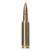 The image displays a single round of 6.5 Creedmoor ammunition featuring a 140-grain Tipstrike bullet, manufactured by Norma. This ammunition is designed for long-range precision and effectiveness in hunting scenarios, especially for medium to larger game. The distinct copper-colored tip signifies the bullet's special construction aimed at ensuring maximum impact and controlled expansion upon hitting the target, characteristic of Tipstrike technology. The sleek brass casing highlights the high-quality materials used in manufacturing, ensuring reliable performance and consistent ballistics.