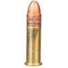 Single cartridge of Fiocchi Range Dynamics .22LR 40 grain RN ammunition. The cartridge features a brass casing and a copper-plated round nose bullet, showcasing its classic design and build. This type of ammunition is widely used for recreational shooting and training due to its reliability and consistent performance, providing shooters with an optimal balance of quality and cost-effectiveness.