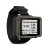 The Garmin Foretrex 901 is pictured again, this time showing how it is worn on the wrist. The ballistic calculations on the screen, such as elevation and windage, remain visible, underscoring how this device facilitates quick access to crucial data for shooters in the field. The design emphasizes practicality and ease of use, allowing for hands-free operation while engaging in shooting activities or tactical operations. It's clear from this perspective how the device integrates seamlessly into the user's gear, providing immediate information that can assist in making precise adjustments for long-range shooting.