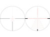 The image appears to be a representation of the EBR-7C MRAD reticle found in the Vortex Optics STRIKE EAGLE 5-25x56 FFP riflescope. The reticle is designed for precision shooting with a First Focal Plane (FFP) configuration, meaning that the size of the reticle will appear to change as the magnification is adjusted, but the subtensions (the space between the reticle's markings) remain consistent relative to the target at all magnifications.

On the left side of the image is a depiction of the reticle at a lower magnification, where the thicker lines would be more pronounced, providing a clear aiming point without too much detail to clutter the sight picture. On the right side is the reticle at higher magnification, showing detailed hash marks that allow for precision measurements for windage and elevation adjustments, holdovers, and ranging, all of which are calibrated in milliradians (MRAD). This type of reticle is commonly used by long-range shooters and in tactical shooting situations.