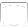 The image appears to depict a sight picture as seen through the Vortex Optics DEFENDER-CCW, which is a red dot sight with a 1x magnification and a 3 MOA dot. The sight picture is minimalistic, with a crisp and clear single red dot in the center, surrounded by a squared-off window. The 3 MOA dot size suggests that the sight is designed for both precision and quick target acquisition. It’s suitable for close-quarter combat situations (CCW likely stands for concealed carry weapon), where the user might need to react swiftly. The view also demonstrates the sight's wide and unobstructed field of view, which is crucial for situational awareness.