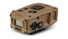The image shows a closer view of the Vortex Optics IMPACT 4000, which is a ballistic rail-mounted laser rangefinder. The device's tan color and rugged construction suggest it's designed for durability and reliability in various environments, possibly for military or tactical use. It typically features controls for mode selection and a display that provides the shooter with distance information and possibly ballistic data. The “4000” in the product name might indicate its maximum range capability in yards, which is significant for long-distance shooting. Rangefinders like this can be an essential tool for hunters, competitive shooters, and tactical operators who require accurate distance measurements to targets.