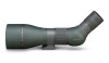 This is an image of the Vortex Optics RAZOR HD angled spotting scope, with specifications of 27-60x85. The spotting scope features a variable zoom that allows for 27 to 60 times magnification and has an 85mm objective lens, which is particularly large and suitable for gathering ample light, enhancing its performance in various lighting conditions. The angled body design is especially useful for viewing objects that are elevated or for users who will be observing for long periods, as it can be more comfortable to use without requiring constant adjustment of the tripod height. The RAZOR HD series is known for its exceptional optical quality, with high-density glass and multi-coated lenses for clear, crisp images. Whether for birding, wildlife observation, or other applications where detailed, long-range observation is key, this spotting scope is designed to deliver superior performance.