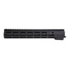 Geissele Automatics 13.5-inch Super Modular Rail MK16 in black, designed for M-LOK accessories. It features a sleek, lightweight profile with multiple M-LOK slots on its sides for versatile attachment options. The continuous top rail offers ample space for optics and sights. The monolithic design maintains alignment with the rifle's receiver for improved accuracy. This rail is engineered for durability and is a popular choice for building a high-performance, tactical rifle.