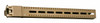 Geissele Automatics 16" Super Modular Rail MK18 in Desert Dirt Color (DDC). The rail is designed with M-LOK slots for accessory mounting and includes an Arca-Swiss rail for easy attachment to tripod systems. The image provides a clear side view, highlighting the rail's length and slot configuration, ideal for a variety of tactical and precision shooting applications.