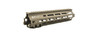 Geissele Automatics 9.3" Super Modular Rail MK8 with the M-LOK system in Desert Dirt Color. This detailed view shows the top Picatinny rail, the side and bottom M-LOK slots, and the overall structure and finish of the handguard. The precision manufacturing and material choice are evident, indicating a high-quality component designed for durability and versatility in firearm customization.