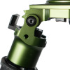 Detail of FatBoy Elevate Tripod's leg angle adjustment mechanism in green, featuring a ratchet lock system for precise and secure positioning of the tripod legs.