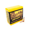 A vibrant yellow box of Berger 6mm 105gr VLD Target bullets, with part number 24429 and a quantity of 100, positioned next to a couple of its precision-engineered bullets. The packaging features a prominent Berger logo and an image of a sharpshooter with a scoped rifle, signifying the bullet's design for high-accuracy competitive shooting.