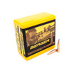 The image shows an open box of Berger VLD Target bullets, 6mm caliber, 115 grain, model number 24430, accompanied by two individual bullets. The bright yellow and black box with a featured shooter on the label suggests high-quality, precision-made bullets suitable for competitive target shooting.