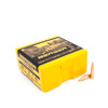 Berger 6mm, 95 grain, VLD Target bullets, product number 24427, displayed in a pack of 100. The box is yellow with a detailed sharpshooter graphic, and two bullets are positioned next to it, highlighting their sleek, very low drag design for enhanced long-range target accuracy.