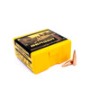 This image shows a box of Berger Bullets, designed for .30 Caliber rifles, each bullet weighing 155 grains with a Hybrid Target design, indicated by product number 30426. Two of these bullets are positioned next to the box to provide a clear view of their shape and design, tailored for long-range shooting accuracy. The box is marked to contain a total of 100 bullets.