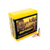 The image presents a yellow and black box of Berger Bullets, .30 Caliber, 155 grain, Hybrid Target, with the product number 30426. In the foreground, two precision-made bullets are visible, demonstrating the product's advanced design for long-range target shooting. This box contains 100 bullets, catering to the needs of precision shooters and competitive marksmen.