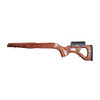 GRS Lightweight Classic stock for Remington 700 SA in Brown, left side view showing the oiled birch laminate finish and adjustable recoil pad, isolated on a white background.