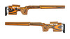 GRS Loke ambidextrous laminate competition stock for Tikka T3 / T3X / T1X in Orange Black, side view, isolated on a white background.