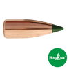 Detailed view of a Sierra 6mm 55 grain BlitzKing bullet, product number 1502C. This high-performance bullet showcases a copper body with a green polymer tip, designed for precision shooting, displayed with the BlitzKing logo on a white background.