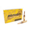 Box of Berger 300 Norma Magnum, 215gr Hybrid Target ammunition, model 62020, with two cartridges in front, on a white background.