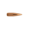 Detailed view of a Berger .30 Caliber, 168gr VLD Hunting bullet from product line 30510. This bullet features a copper jacket and a sharply pointed tip designed for long-range precision in hunting. The image showcases the bullet's aerodynamic shape and tapered design, which improves ballistics for effective game hunting, displayed against a transparent background.