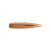 Detailed view of a Berger 7mm, 180gr VLD Hunting bullet from product number 28502. The bullet is designed with a sleek, aerodynamic shape to ensure precision and high ballistic performance, ideal for hunting. It features a long, pointed copper tip and a streamlined brass body, highlighted against a transparent background to emphasize its design characteristics tailored for long-range accuracy.