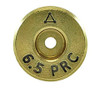 Detailed view of the base of a 6.5 Precision Rifle Cartridge (PRC) from ADG Brass, featuring the engraved headstamp '6.5 PRC'. The brass is highlighted by a visible anneal line around the primer hole, signifying a meticulous heat treatment process to enhance durability and performance. Ideal for product listings targeting long-range shooters and ammunition collectors in a 50-piece box set.