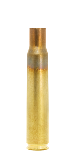 The image you've uploaded shows a piece of Lapua brass for .30-06 Springfield cartridges, model number 4PH7068. The brass is characterized by its long, cylindrical shape and the distinctive color gradation from the annealing process which is visible towards the neck of the case. This annealing enhances the durability and longevity of the brass, making it suitable for reloading. This type of brass is commonly used by precision shooters for its reliable performance and quality, and it's typically available in boxes of 100 units.