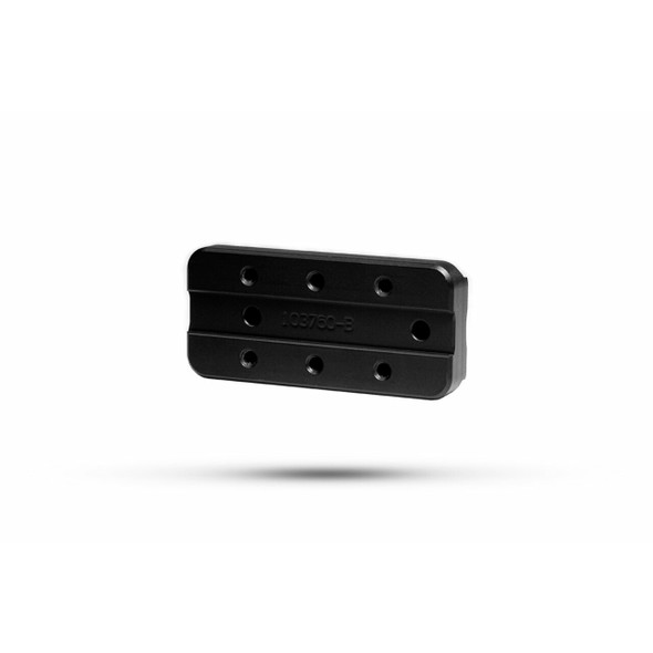 Isolated view of a 5-pack of black MDT interior forend weights for the ACC chassis system, model 104059-BLK. These weights are designed to customize the balance of a precision rifle, with visible mounting holes for secure attachment. The set is presented on a white background, highlighting the sleek, modular design of the accessories.