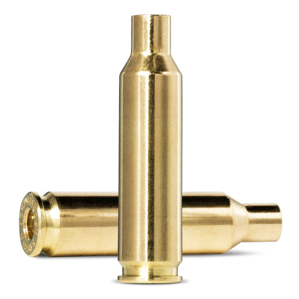The image displays Norma brass cartridges for the 6.5 Creedmoor caliber, which come in a box of 50 units. These brass cases are golden in color, typical for high-quality brass used in precision shooting. The cartridges appear to be unprimed and ready for reloading, catering to shooters who customize their ammunition for specific performance characteristics such as accuracy, range, or impact. This type of cartridge is popular among competitive shooters and hunters due to the 6.5 Creedmoor's notable performance in terms of trajectory and reduced recoil.
