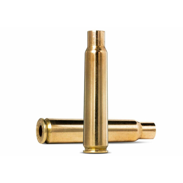 The image shows two pieces of Norma brass for .300 Winchester Magnum cartridges. These brass casings are golden in color and appear ready for reloading. Each casing is cylindrical with a narrowed neck, which is typical for this type of ammunition, designed to accommodate a .300 Win Mag bullet. The model number indicated, 20276661, specifies these casings are sold in boxes of 50, catering to shooters who reload their own cartridges for precision and cost-effectiveness. The visual quality highlights the smooth finish and precision in the manufacturing process, emphasizing the quality expected from Norma products.
