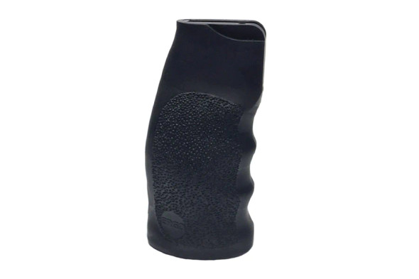 The image shows the XLR Industries ERGO Tactical Deluxe Vertical Grip, designed to provide an optimized ergonomic interface between the shooter and their rifle. This grip features a textured surface for a non-slip grip and an anatomically designed shape to fit the hand comfortably, which can enhance shooter comfort during long sessions at the range or in the field. The vertical orientation is intended to promote a more natural wrist position, potentially reducing strain and improving control over the rifle for precise shooting. This grip is a popular choice among precision shooters looking to upgrade their chassis system for better performance and comfort.