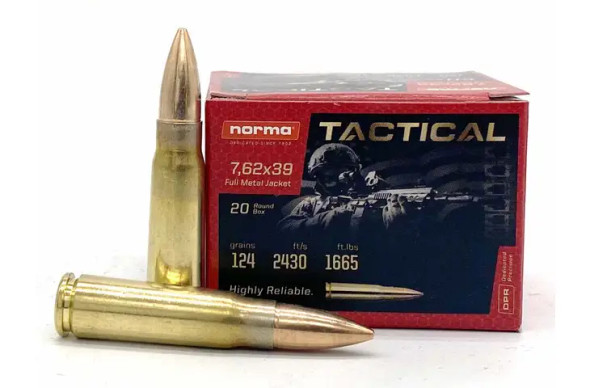 Norma Ammunition - 7.62x39 124gr Tactical FMJ, 295540020 (Box of 20)