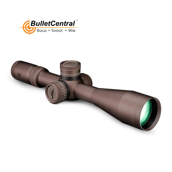 You're viewing the Vortex Optics RAZOR HD GEN III 6-36x56 FFP rifle scope. It features a variable magnification range of 6x to 36x and a large 56mm objective lens for exceptional clarity and light gathering capacity, suitable for long-range precision shooting. The "FFP" indicates that it has a First Focal Plane reticle, meaning the EBR-7D MRAD reticle will scale in size with the magnification, keeping subtensions consistent across the zoom range, which is vital for accurate holdovers and windage corrections at any magnification.

The reticle, EBR-7D MRAD, is designed for advanced ranging, holdovers, and windage corrections with milliradian measurements, preferred by many long-range shooters and professionals for its precise adjustment capabilities. The turrets on the scope are likely to offer tactile and audible clicks for accurate and repeatable adjustments. The brownish color of the scope suggests a unique finish, possibly for a specific type of environment or for aesthetic purposes to match certain firearms. This optic is top-tier equipment commonly used in competitive shooting, hunting, and tactical applications.